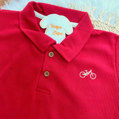 Conj. Camiseta Bicicleta e Bermuda Waves - Vermelho